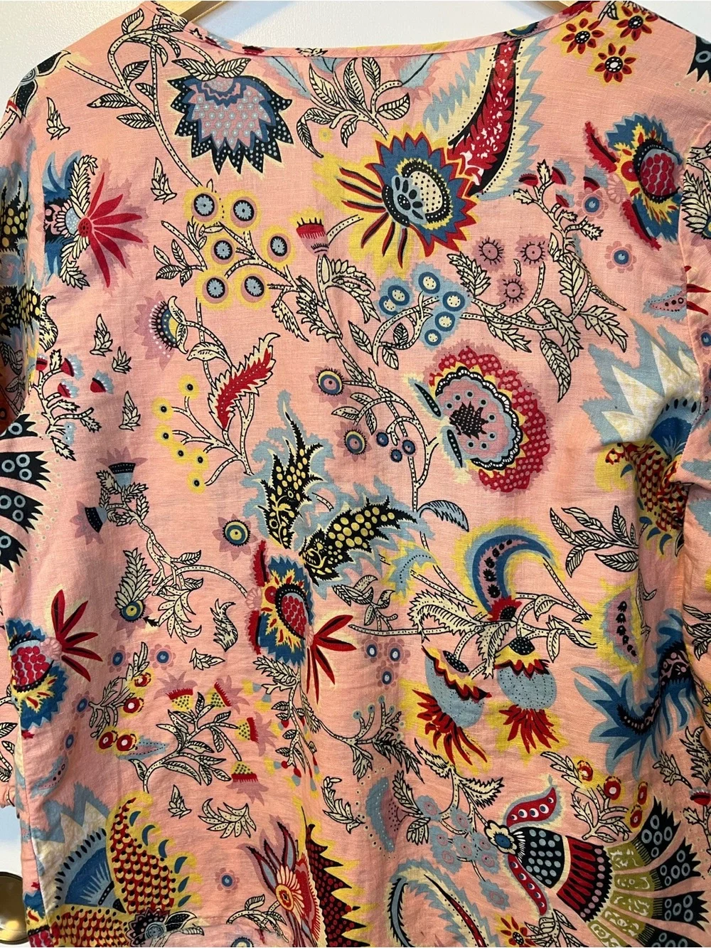 Hester & Orchard Linen & Cotton Blend Floral Pattern Multicolor Top - Picture 5 of 7